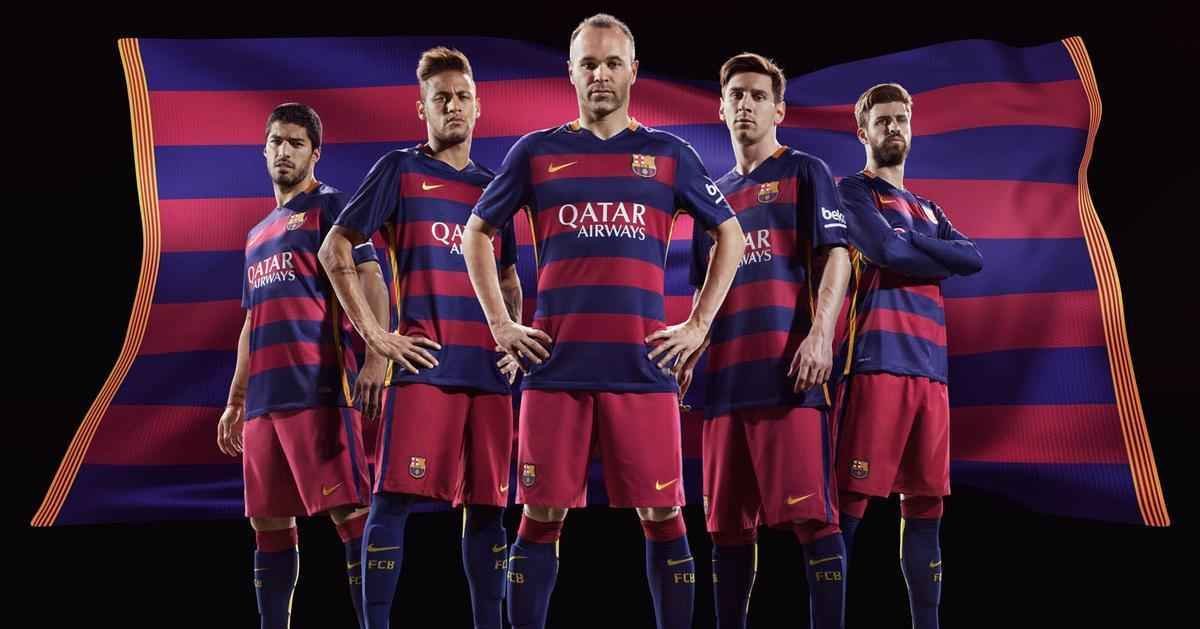 1 lugar: camiseta titular do Barcelona (temporada 2015/16)