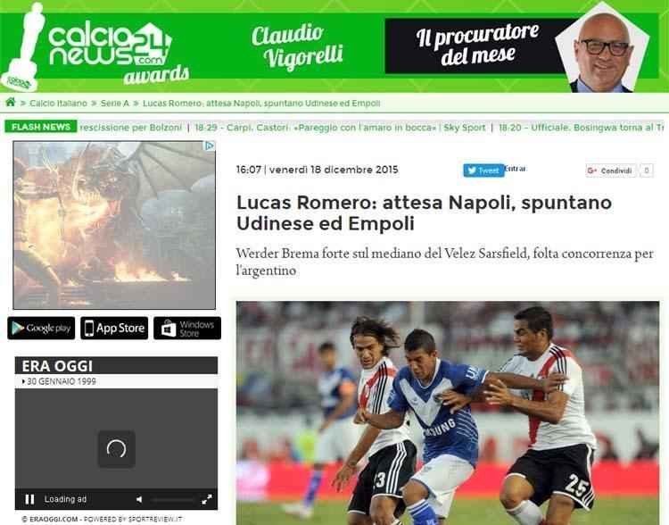 Napoli rondou Lucas Romero