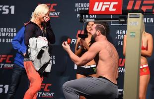 Pesagem do UFC Fight Night em Las Vegas - Alex Nicholson entrega aliana  namorada Hannah