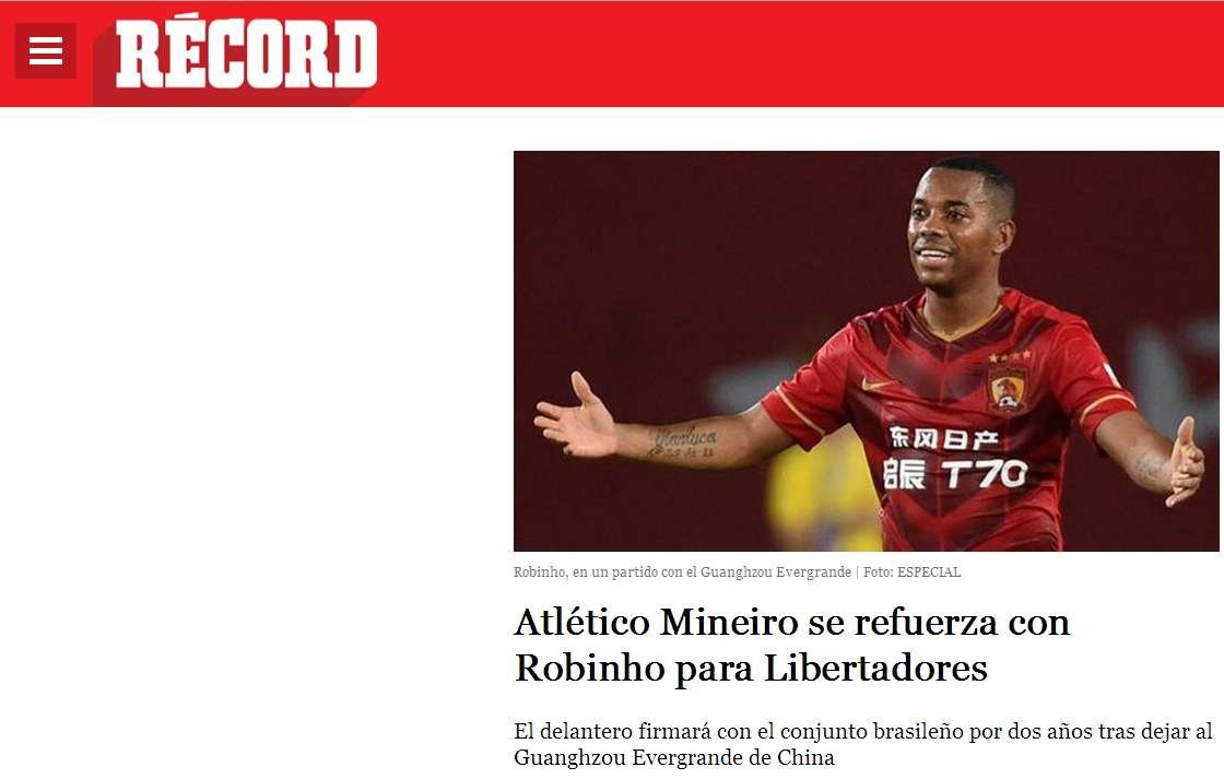 Rcord, do Mxico, noticia retorno do atacante ao Brasil 