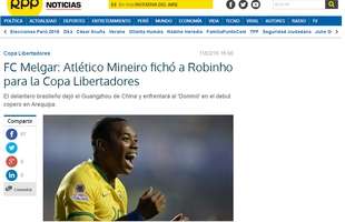 RPP, do Peru, cita possvel confronto entre Robinho e Melgar na Libertadores
