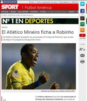 Sport, de Barcelona, destaca acerto do atacante