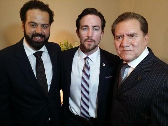 Daniel Nepomuceno, presidente do Atltico, e os chefes da Dryworld, Matt e Cludio Escobar