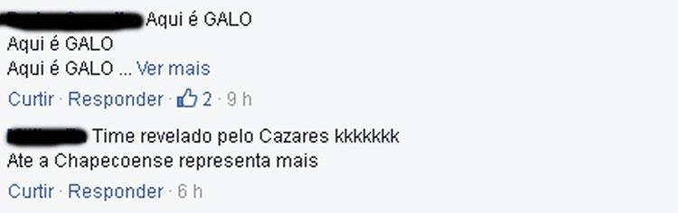 Torcedores do Galo pedem liberao de Cazares em rede social do Banfield
