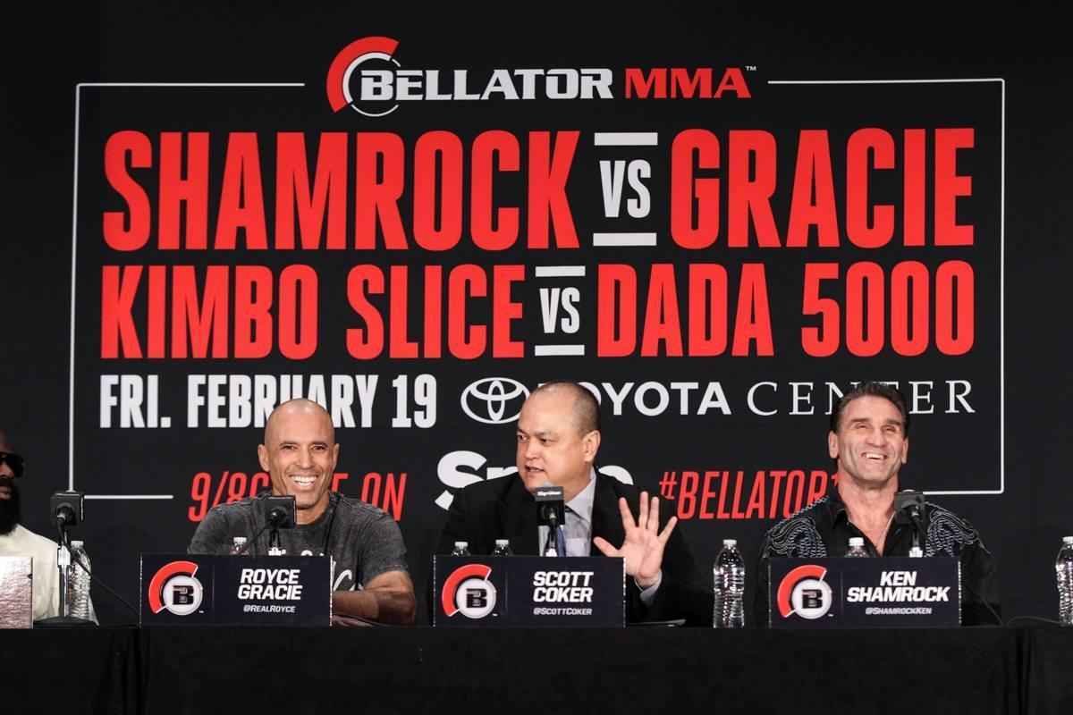 Ex-rivais no UFC, veteranos Royce Gracie e Ken Shamrock 