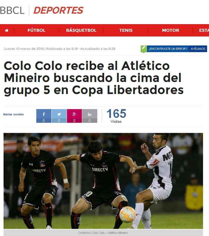 Colo Colo recebe o Atltico Mineiro buscando o topo do Grupo 5 da Libertadores