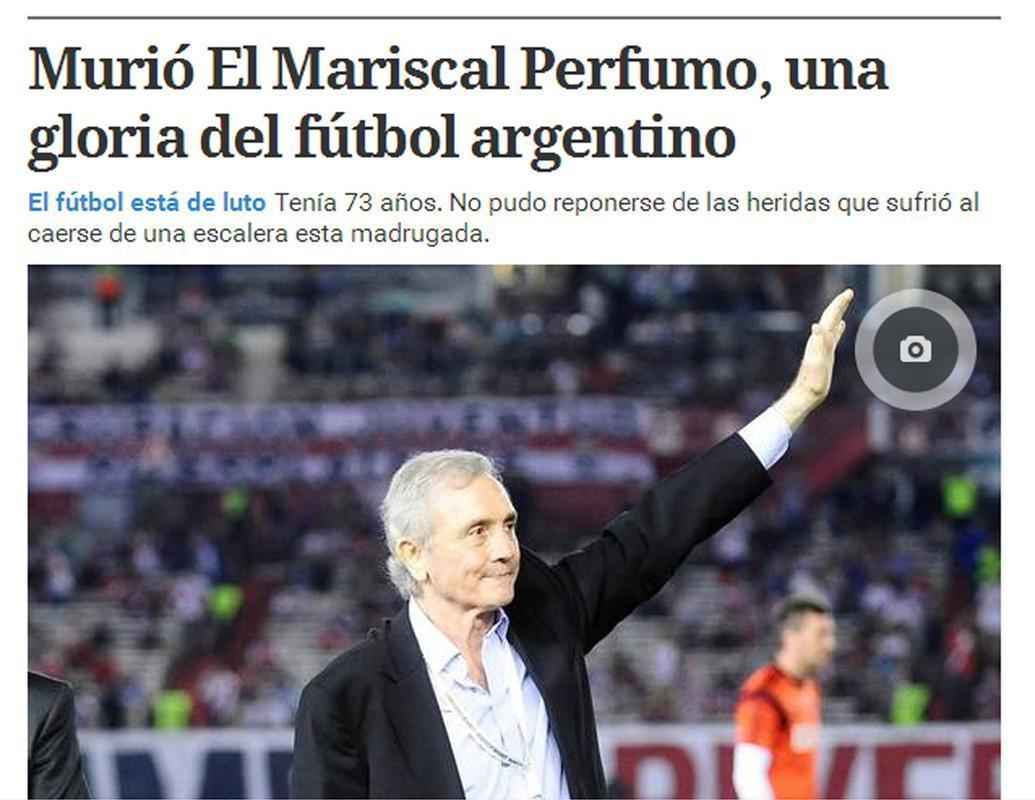 Clarn se refere a Roberto Perfumo como uma glria do futebol argentino