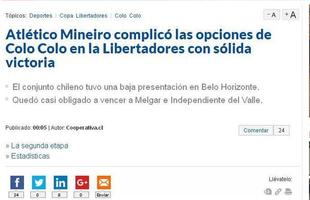 Atltico Mineiro complicou as chances de Colo Colo na Libertadores com uma slida vitria