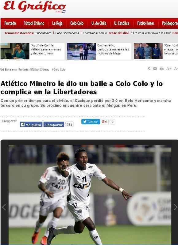Atltico Mineiro d um baile em Colo Colo, que se complica na Libertadores