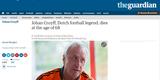 The Guardian (Inglaterra): 'Johan Cruyff, lenda do futebol holands, morre aos 68 anos'