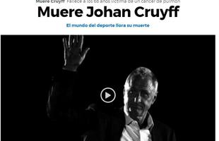 Marca (Espanha): 'Morre Johan Cruyff - O mundo do esporte chora sua morte'