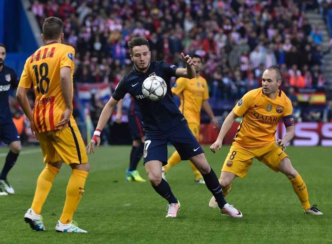 Jogo de volta das quartas de final da Liga, entre Atltico de Madrid e Barcelona, em Madri