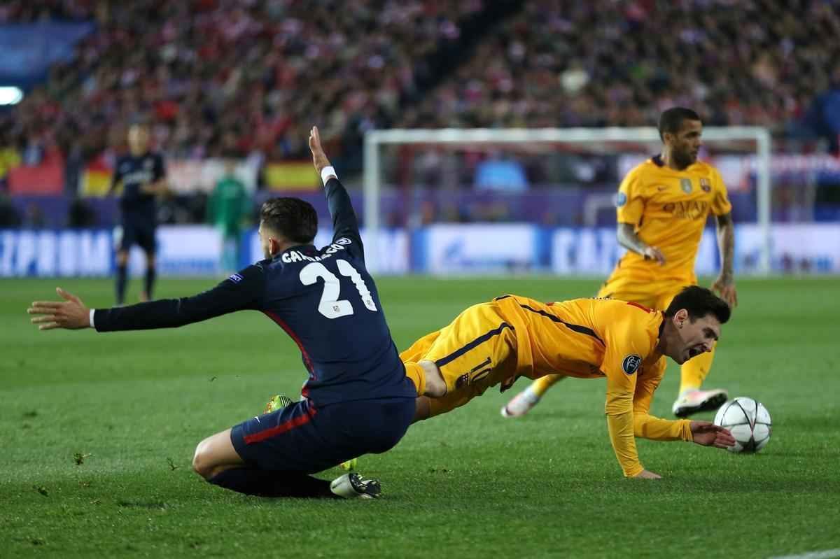 Jogo de volta das quartas de final da Liga, entre Atltico de Madrid e Barcelona, em Madri