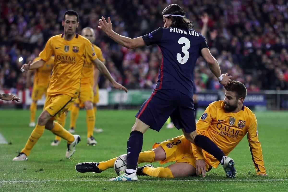 Jogo de volta das quartas de final da Liga, entre Atltico de Madrid e Barcelona, em Madri