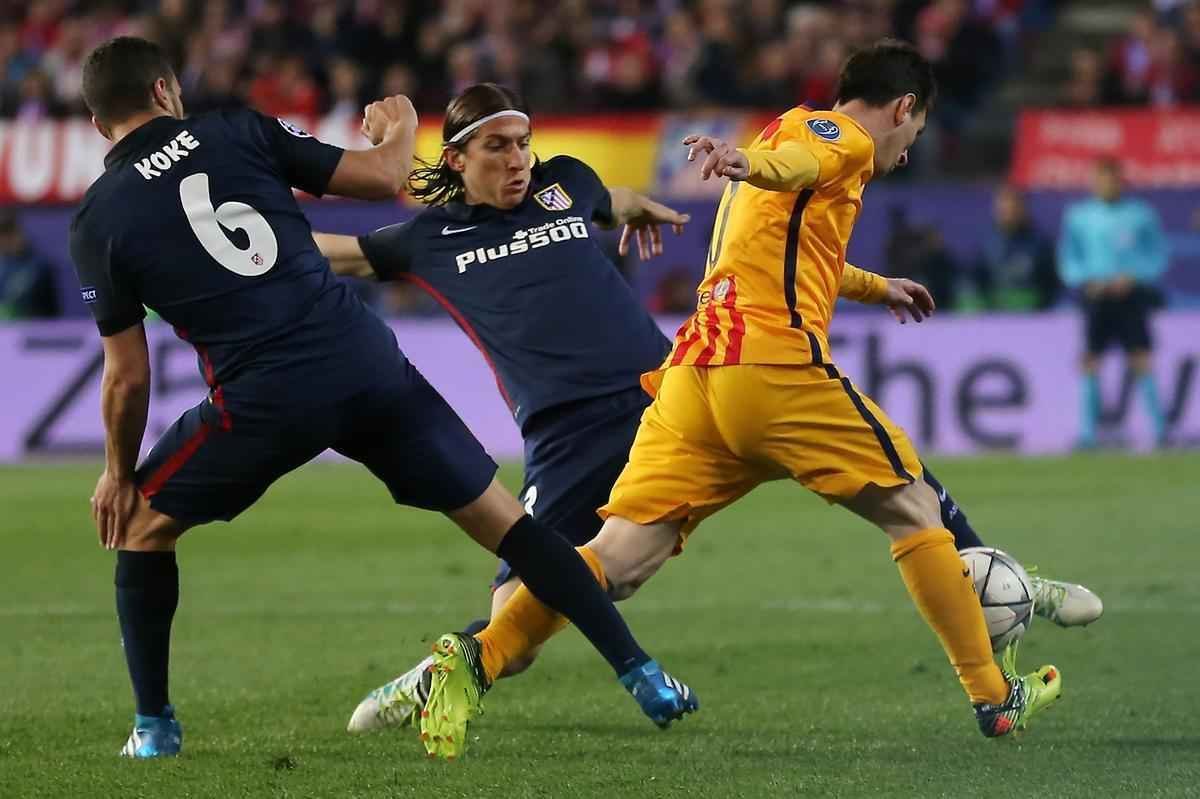Jogo de volta das quartas de final da Liga, entre Atltico de Madrid e Barcelona, em Madri