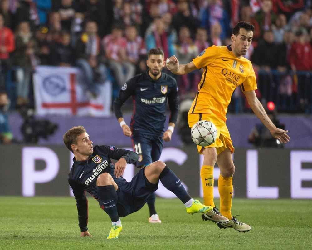 Jogo de volta das quartas de final da Liga, entre Atltico de Madrid e Barcelona, em Madri
