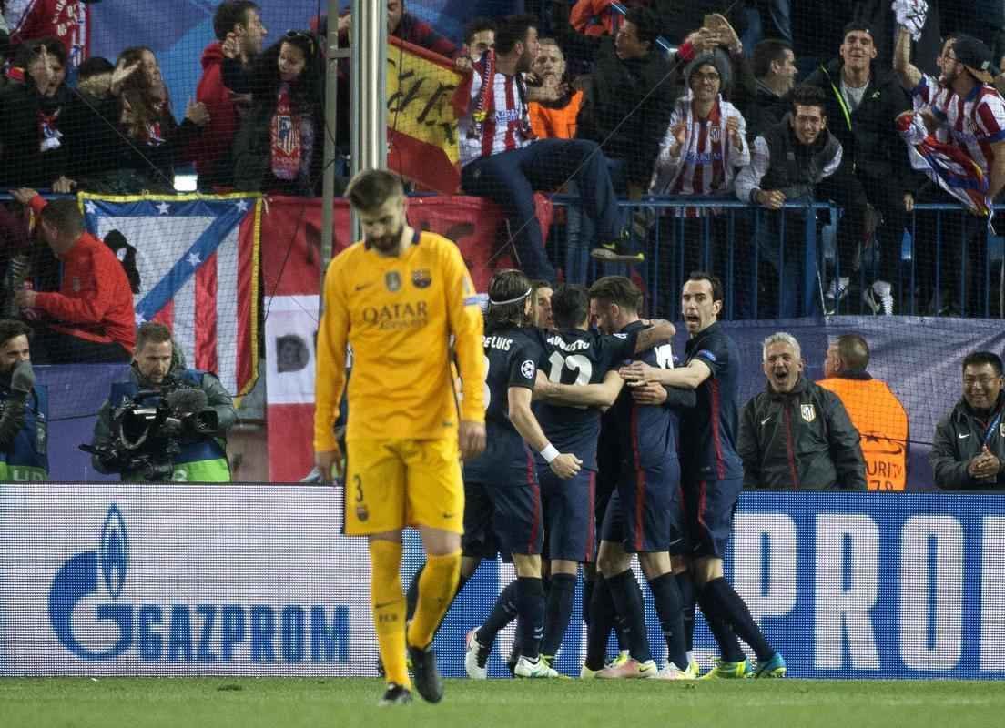 Jogo de volta das quartas de final da Liga, entre Atltico de Madrid e Barcelona, em Madri