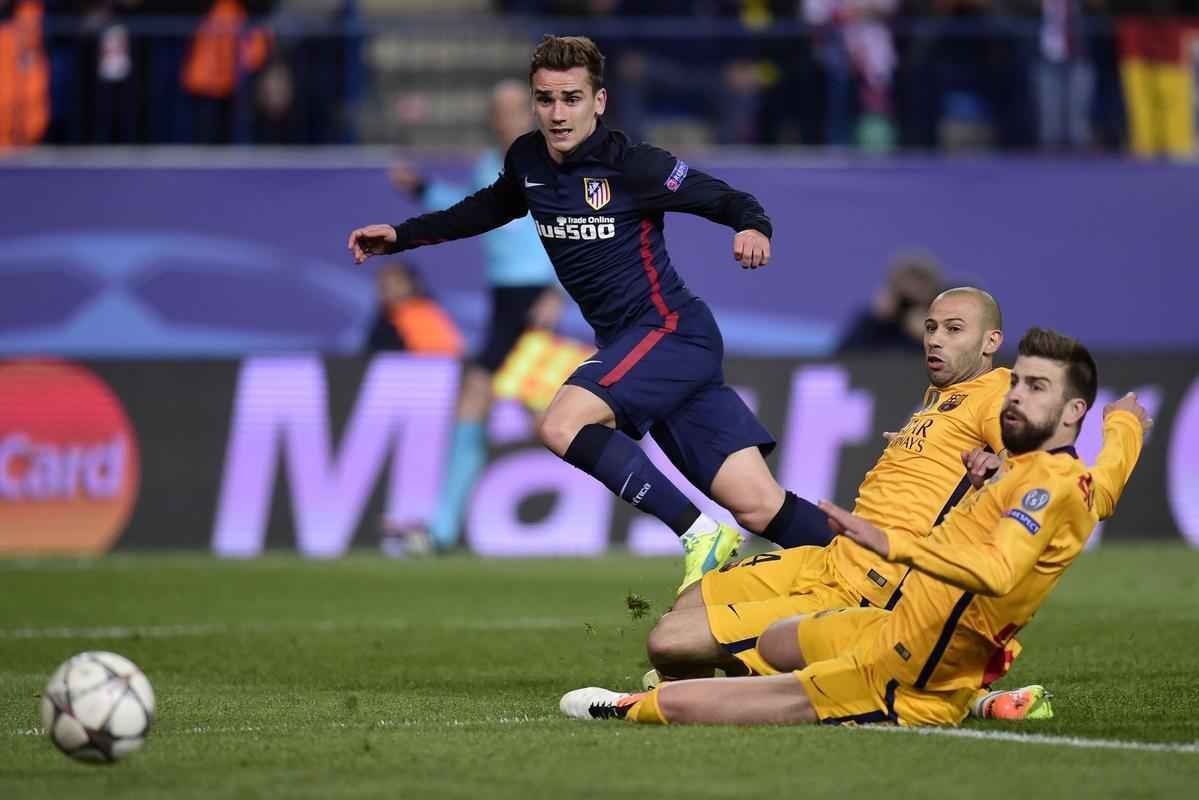 Jogo de volta das quartas de final da Liga, entre Atltico de Madrid e Barcelona, em Madri