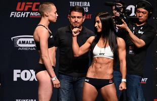 Imagens da pesagem do UFC on Fox 9, em Tampa, na Flrida - Rose Namajunas e Tecia Torres