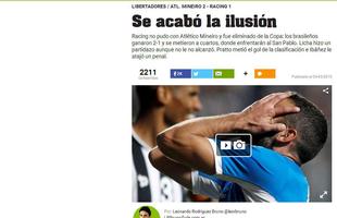 Publicaes da argentina destacaram a boa partida do Racing, que, mesmo jogando bem, foi eliminado
