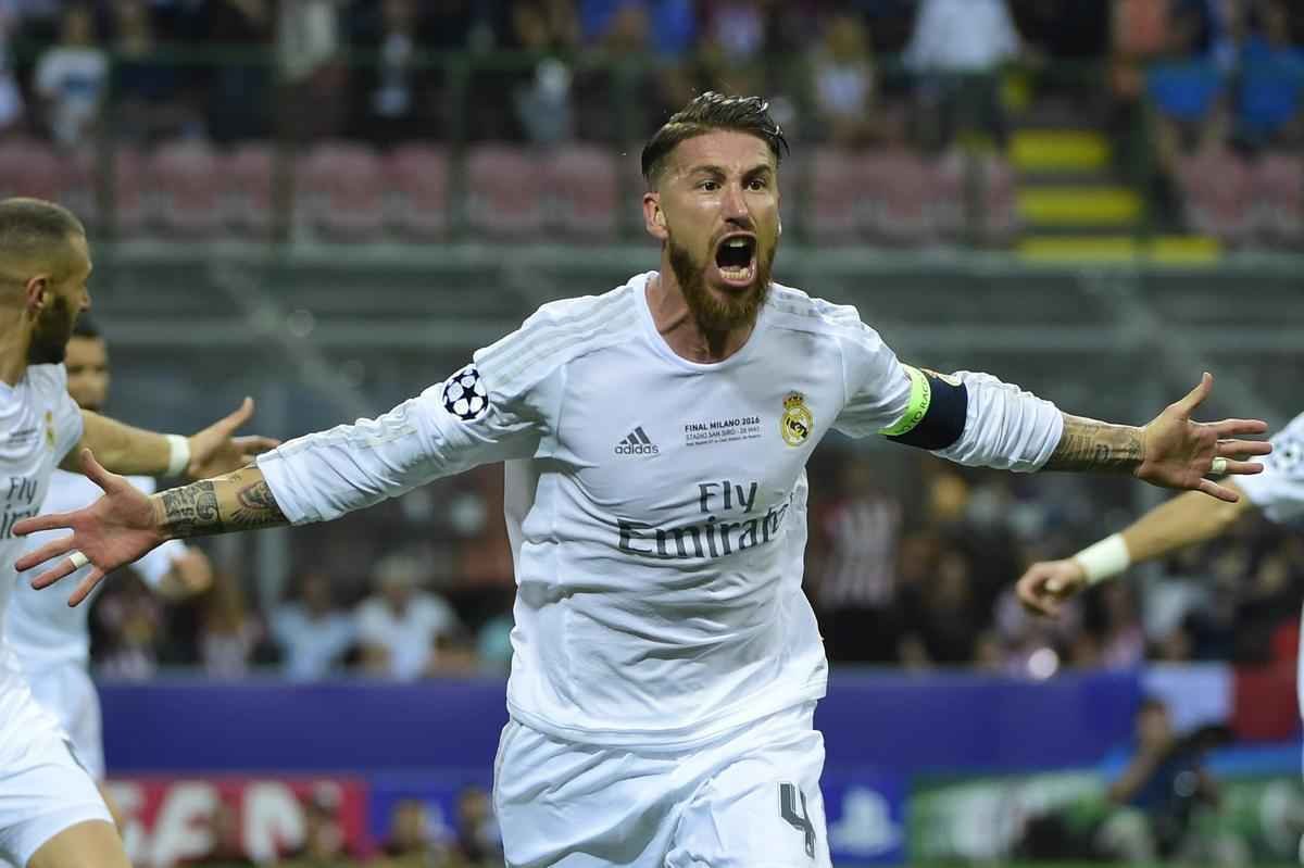 Sergio Ramos abriu o placar para o Real Madrid na final da Liga aos 14 do primeiro tempo