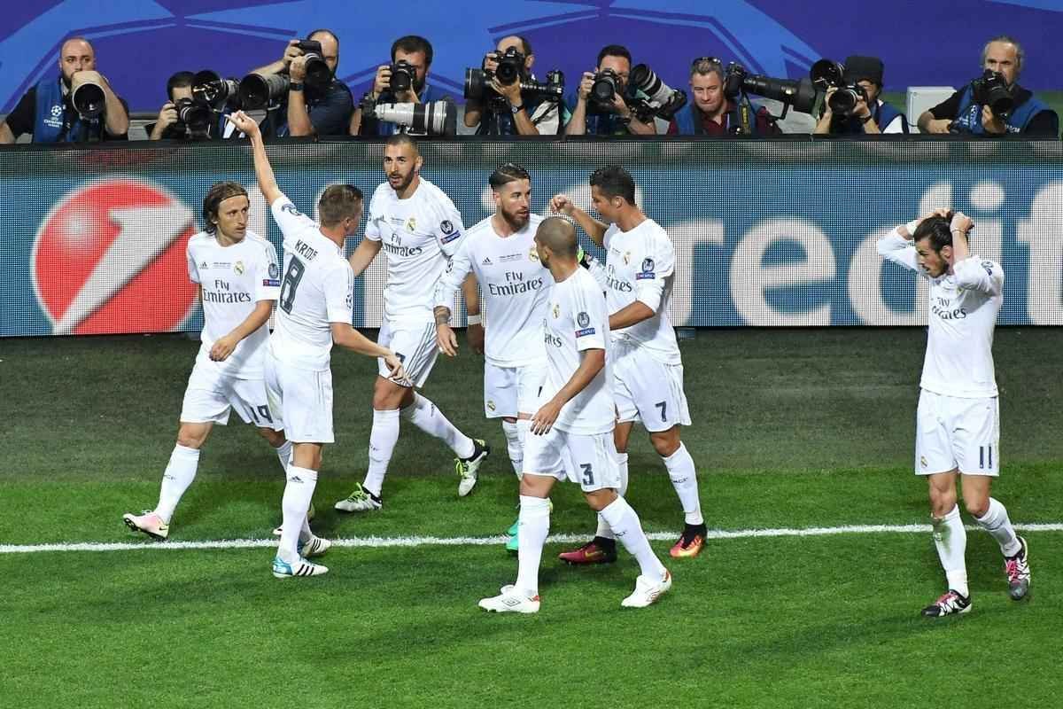 Sergio Ramos abriu o placar para o Real Madrid na final da Liga aos 14 do primeiro tempo