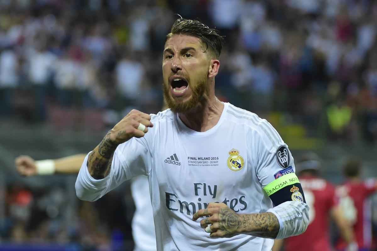 Sergio Ramos abriu o placar para o Real Madrid na final da Liga aos 14 do primeiro tempo