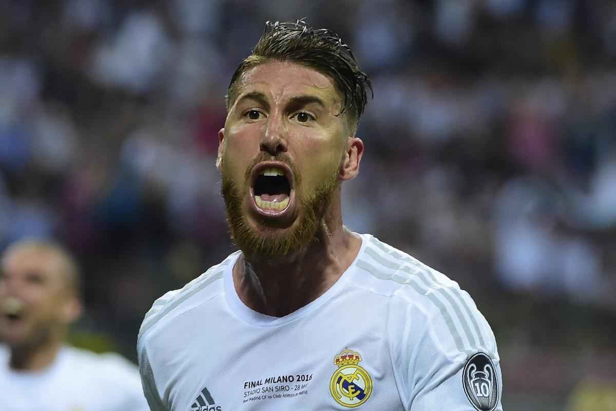 Sergio Ramos abriu o placar para o Real Madrid na final da Liga aos 14 do primeiro tempo