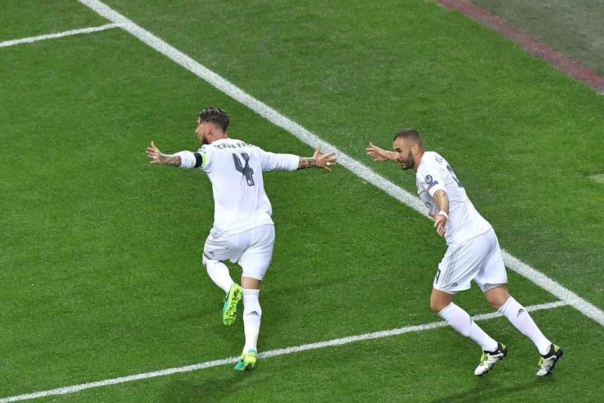 Sergio Ramos abriu o placar para o Real Madrid na final da Liga aos 14 do primeiro tempo