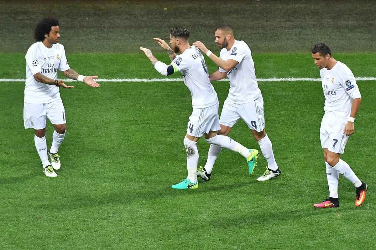 Sergio Ramos abriu o placar para o Real Madrid na final da Liga aos 14 do primeiro tempo