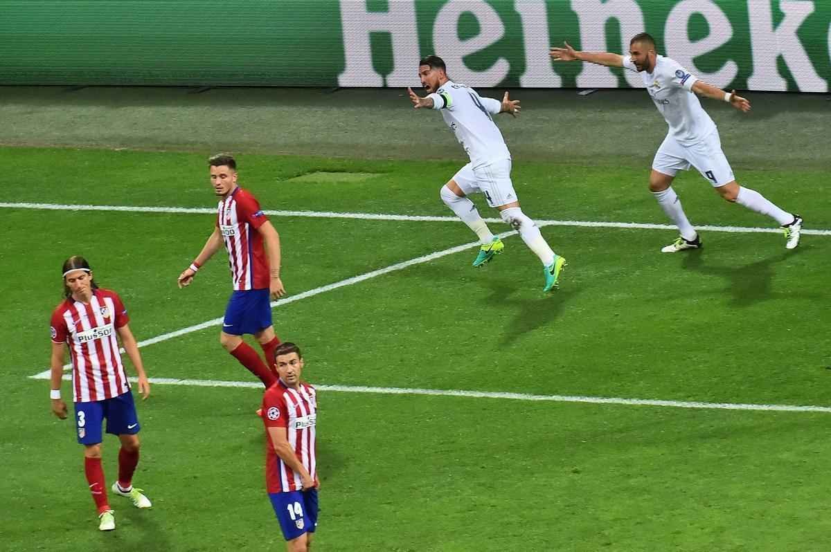 Sergio Ramos abriu o placar para o Real Madrid na final da Liga aos 14 do primeiro tempo