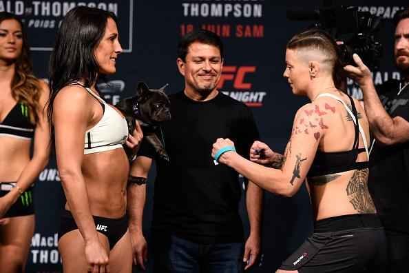 Pesagem oficial do UFC Fight Night 89, em Ottawa - Valerie Letourneau (56,9kg) x Joanne Calderwood (56,9kg)