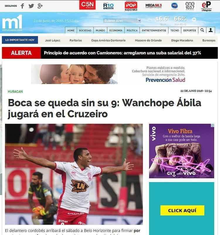 Minuto Uno: 'Boca fica sem seu 9: Wanchope bila jogar no Cruzeiro'