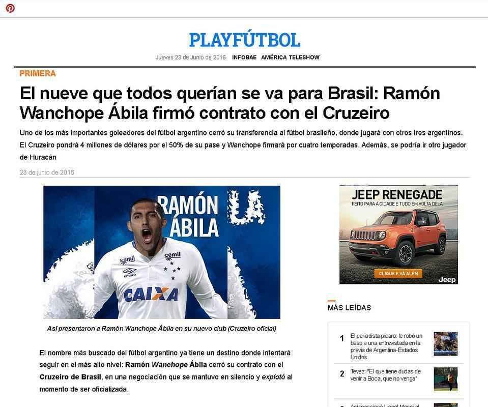 Playftbol: 'O 9 que todos queriam vai para o Brasil: bila ficou contrato com o Cruzeiro'