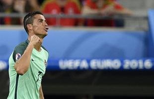 Cristiano Ronaldo subiu mais que a defesa de Gales e marcou de cabe�a, fazendo Portugal 1 a 0