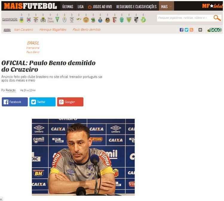 Demisso de Paulo Bento foi destaque na capa dos portais dos principais veculos de comunicao