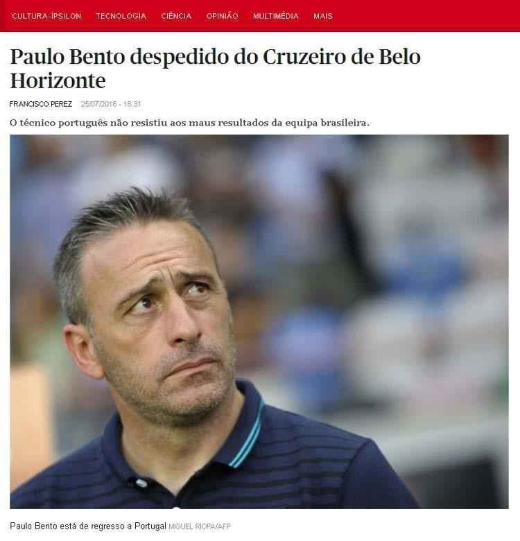 Demisso de Paulo Bento foi destaque na capa dos portais dos principais veculos de comunicao