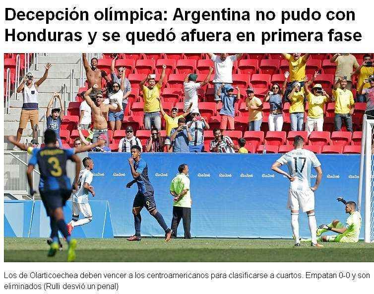 Infobae afirma que a Seleo Olmpica decepcionou nos Jogos do Rio de Janeiro