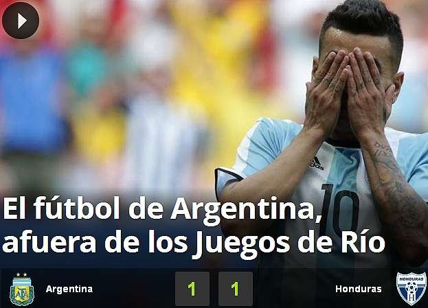 Capa do Mundo D: 'Futebol da Argentina fora dos Jogos do Rio'