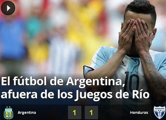 Capa do Mundo D: 'Futebol da Argentina fora dos Jogos do Rio'