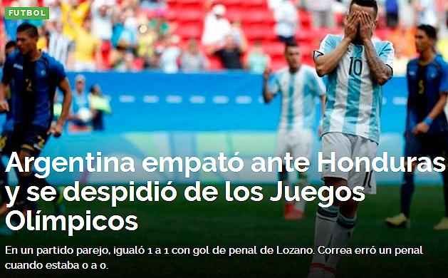 Via Rosario: Argentina empata diante de Honduras e se despede dos Jogos Olmpicos'
