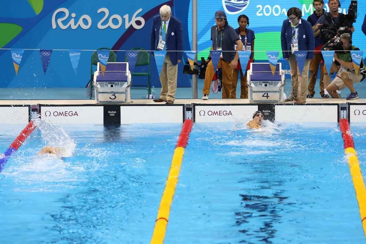 Imagens de mais uma vitria de Michael Phelps no Rio de Janeiro