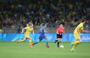 Imagens do primeiro tempo do jogo entre Brasil e Austrlia, no Mineiro, em Belo Horizonte, pelas quartas de final do torneio de futebol feminino dos Jogos Olmpicos Rio 2016