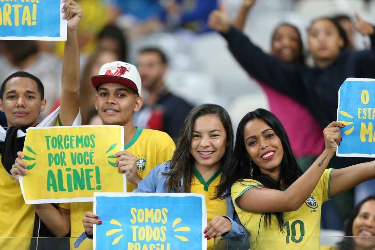 Torcedores no Mineiro durante jogo entre Brasil e Austrlia pelos Jogos Olmpicos