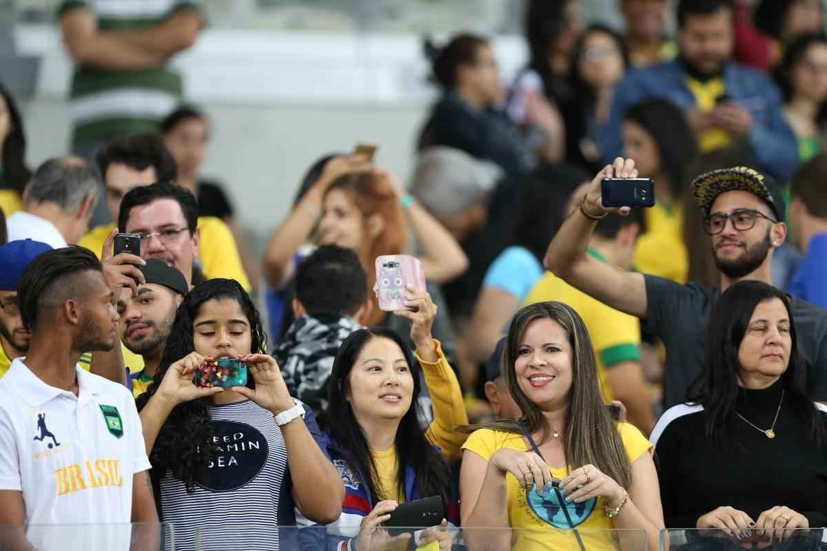 Torcedores no Mineiro durante jogo entre Brasil e Austrlia pelos Jogos Olmpicos
