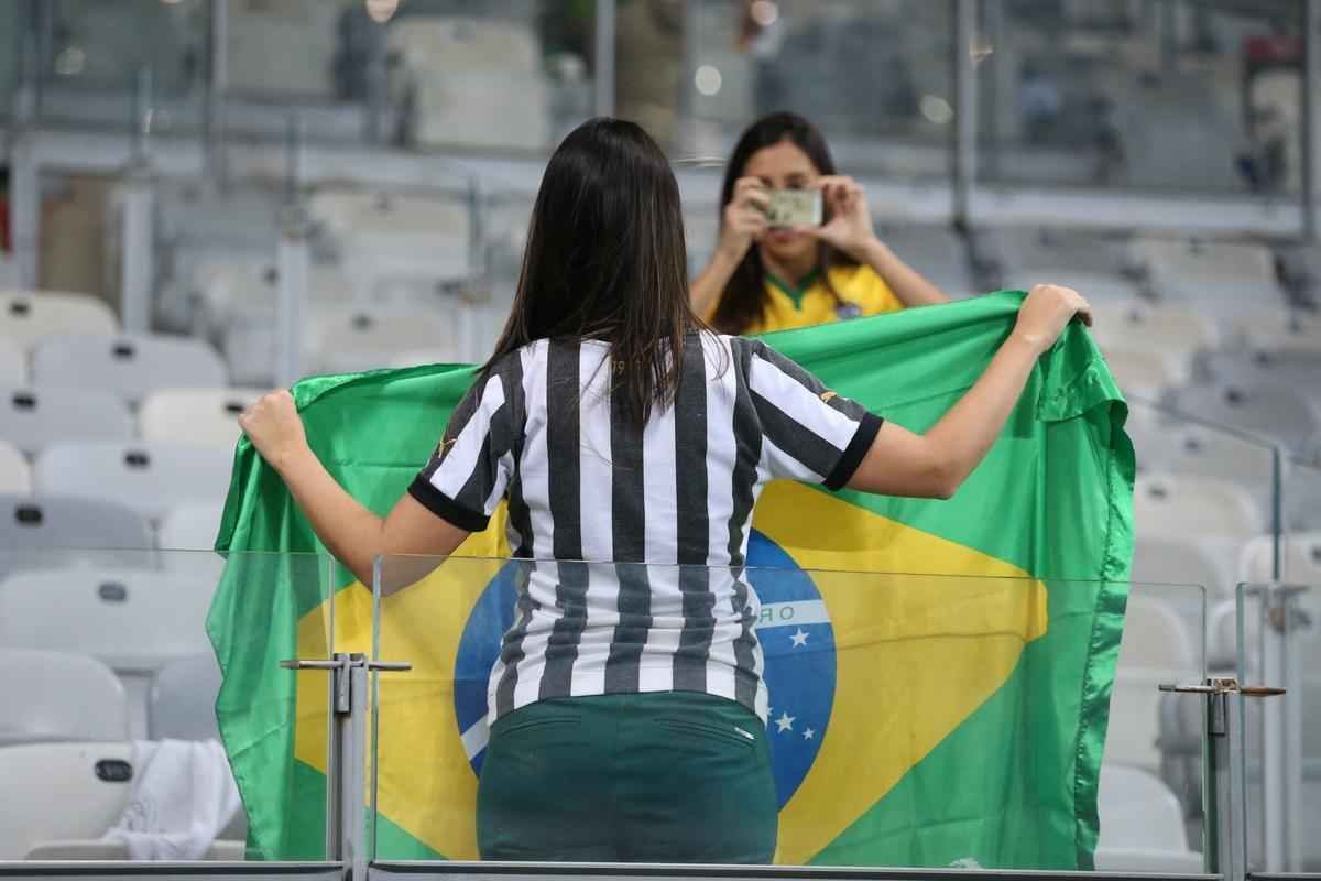 Torcedores no Mineiro durante jogo entre Brasil e Austrlia pelos Jogos Olmpicos