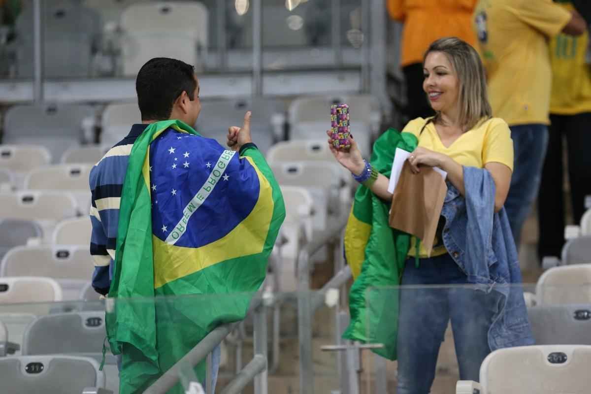 Torcedores no Mineiro durante jogo entre Brasil e Austrlia pelos Jogos Olmpicos do Rio