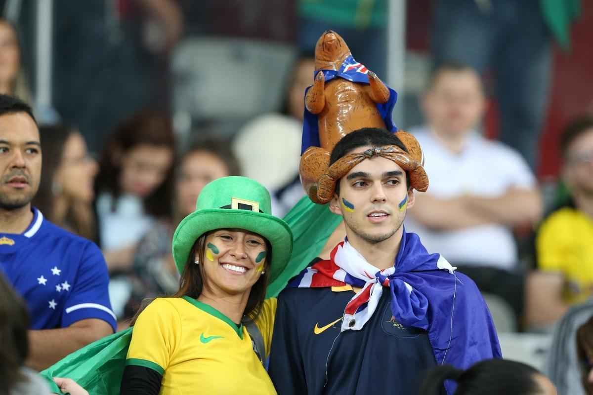 Torcedores no Mineiro durante jogo entre Brasil e Austrlia pelos Jogos Olmpicos