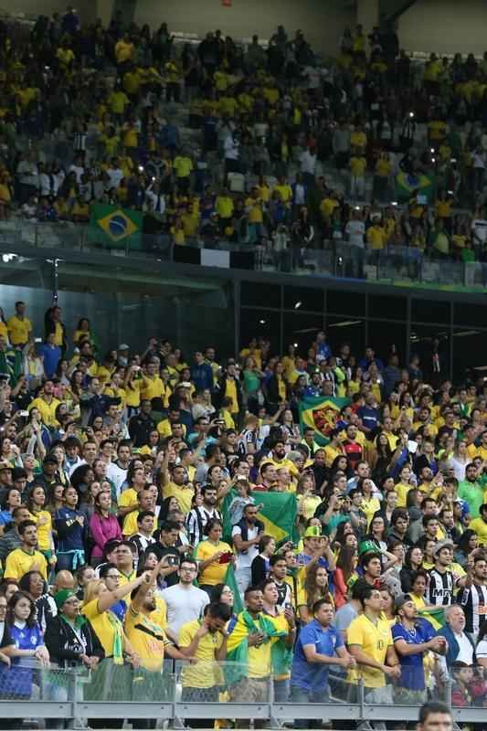 Torcedores no Mineiro durante jogo entre Brasil e Austrlia pelos Jogos Olmpicos