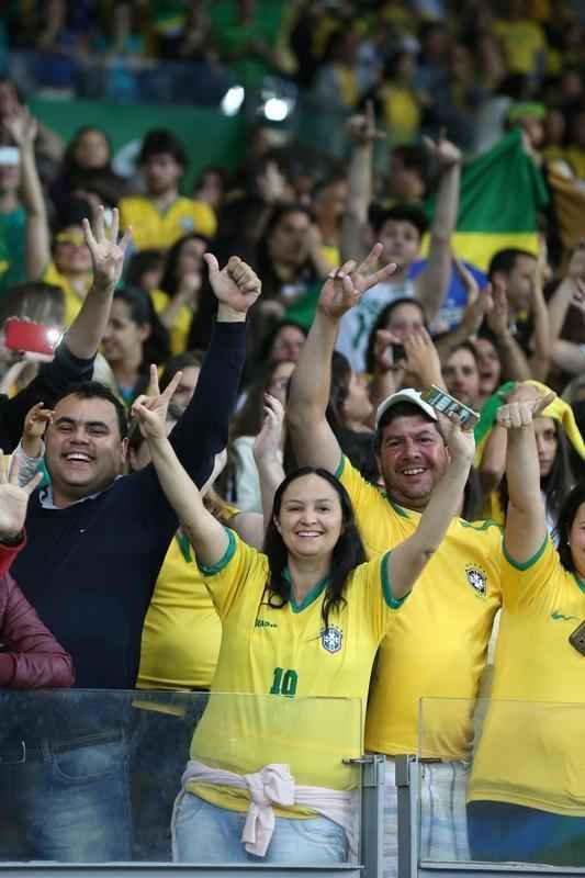 Torcedores no Mineiro durante jogo entre Brasil e Austrlia pelos Jogos Olmpicos